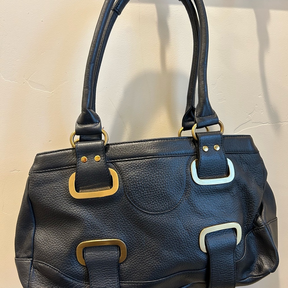 Maxx New York Black Shoulder Bag with Gold Accents